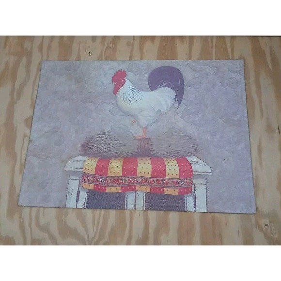 Lot Of 2 Vintage Rooster Placemats Country Hen Farmhouse Table Decor Placemats - Picture 1 of 16